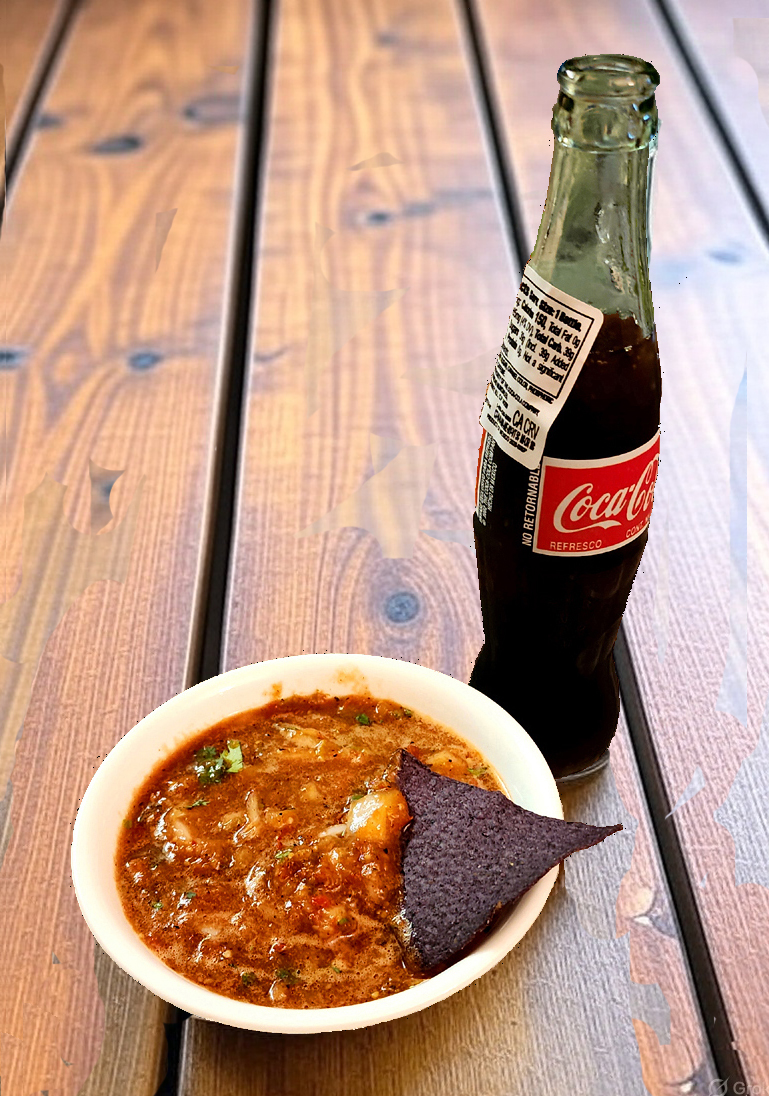 Salsa with a bottle of Mexican Coke